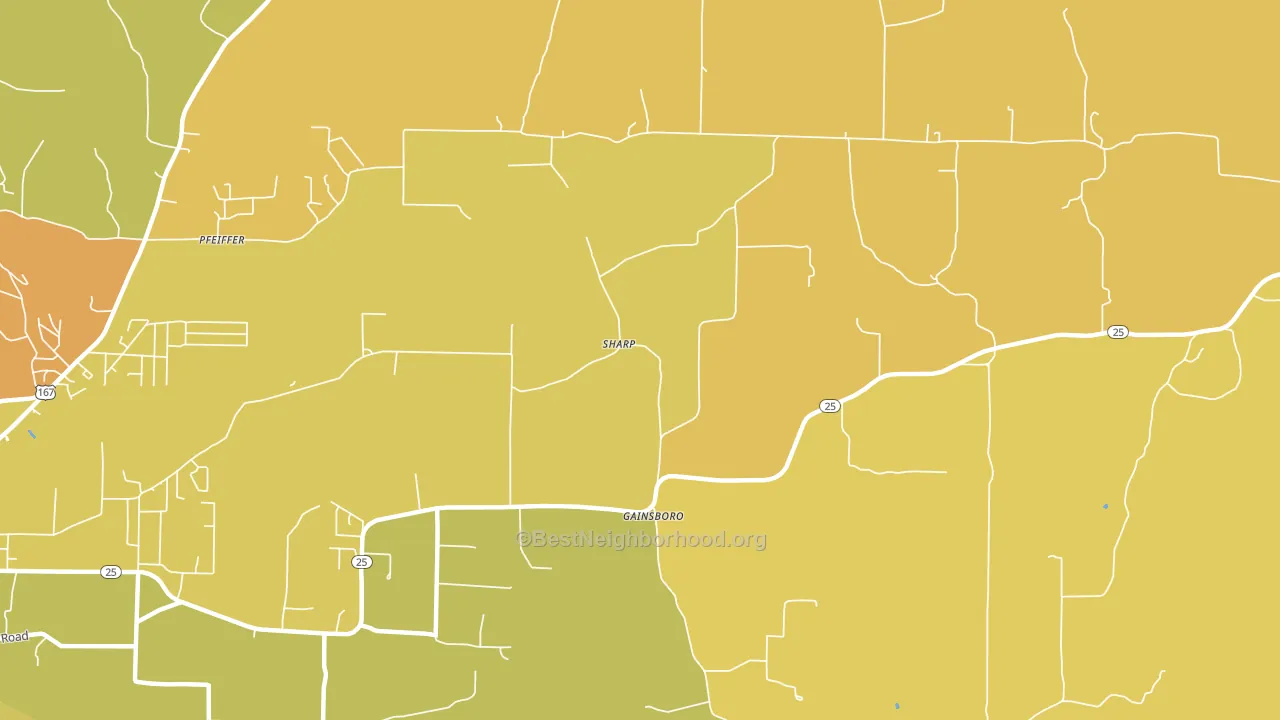 Gainsboro, AR block-group voter-turnout map