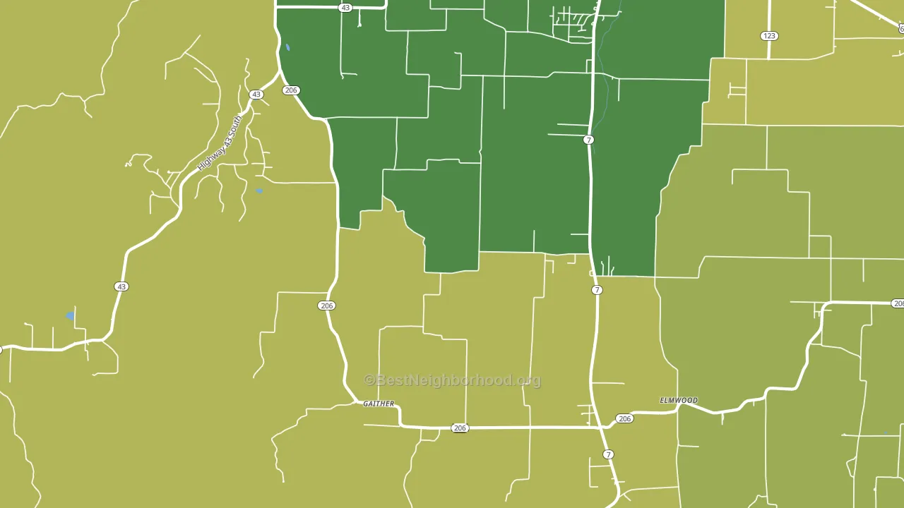 Gaither, AR block-group voter-turnout map