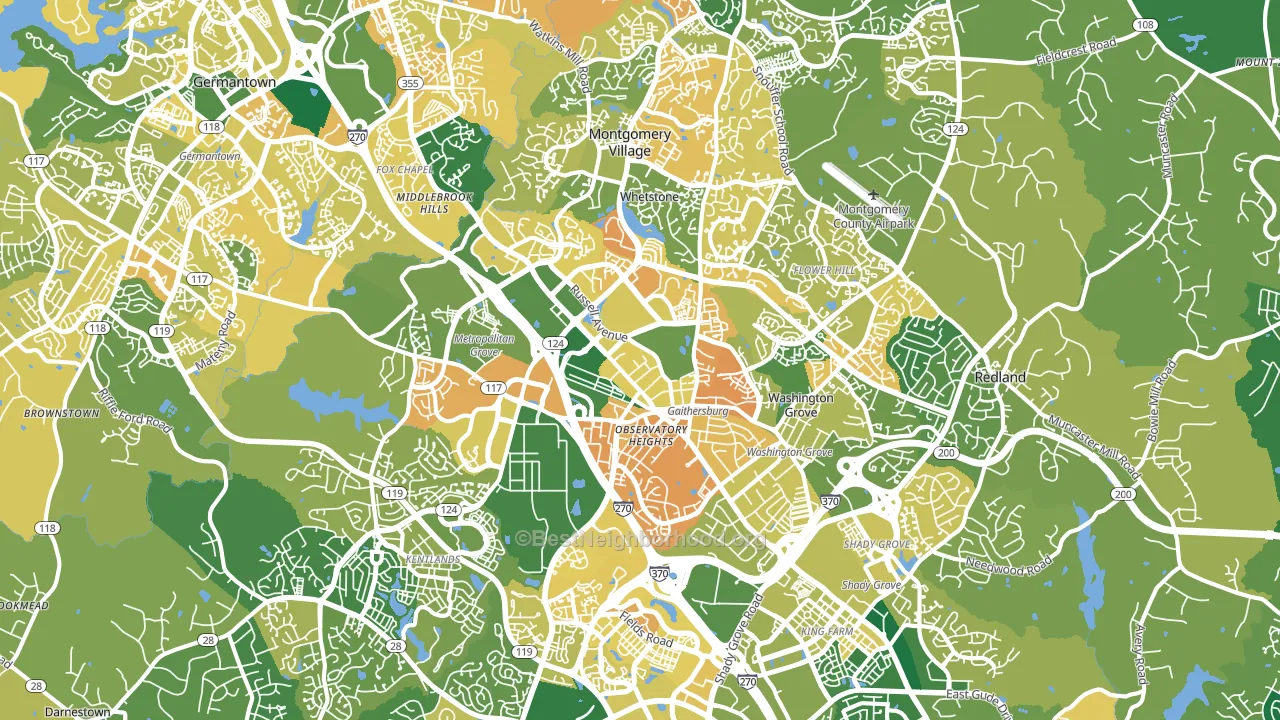 Gaithersburg, MD block-group voter-turnout map