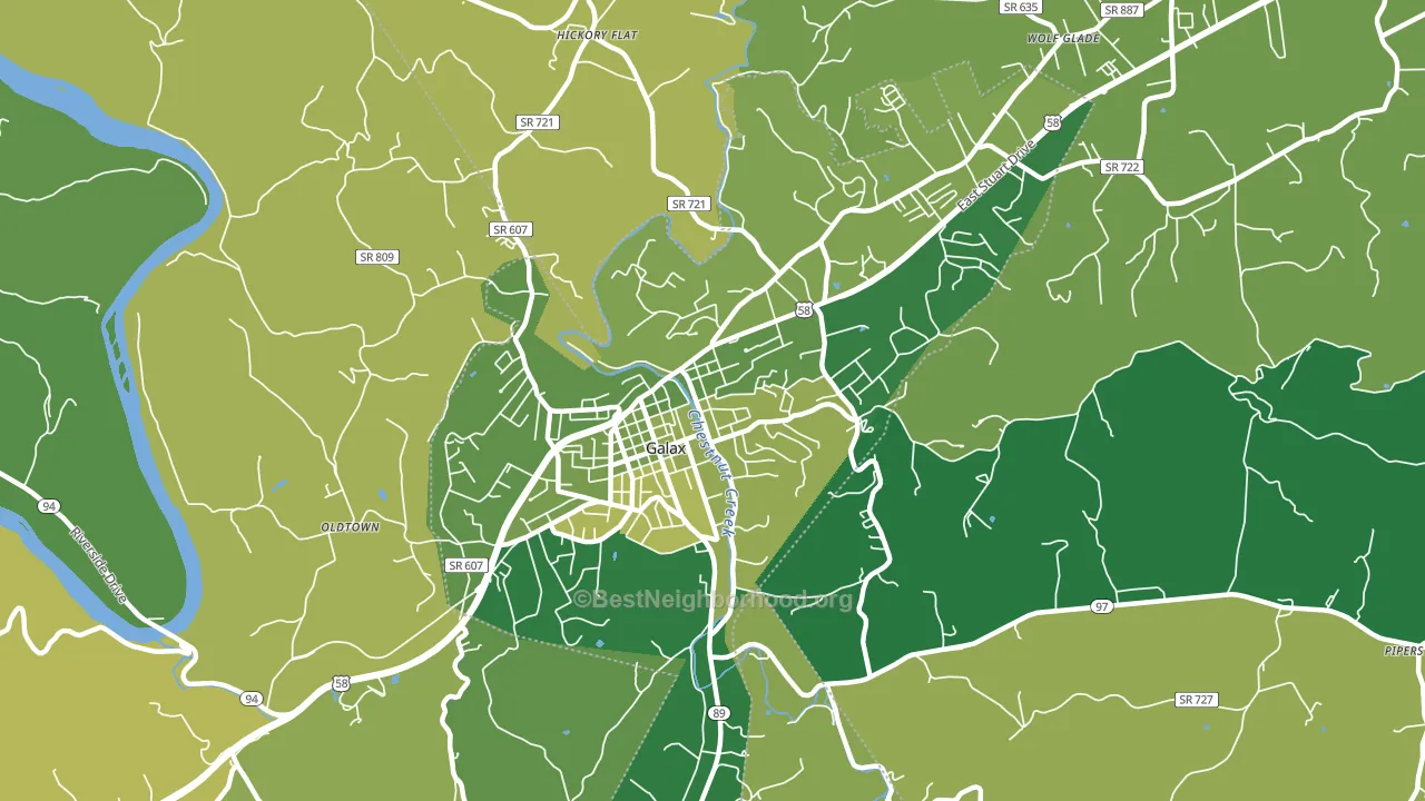 Galax City, VA block-group voter-turnout map