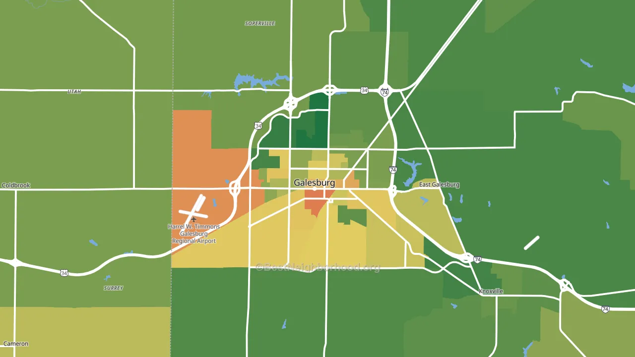 Galesburg, IL block-group voter-turnout map