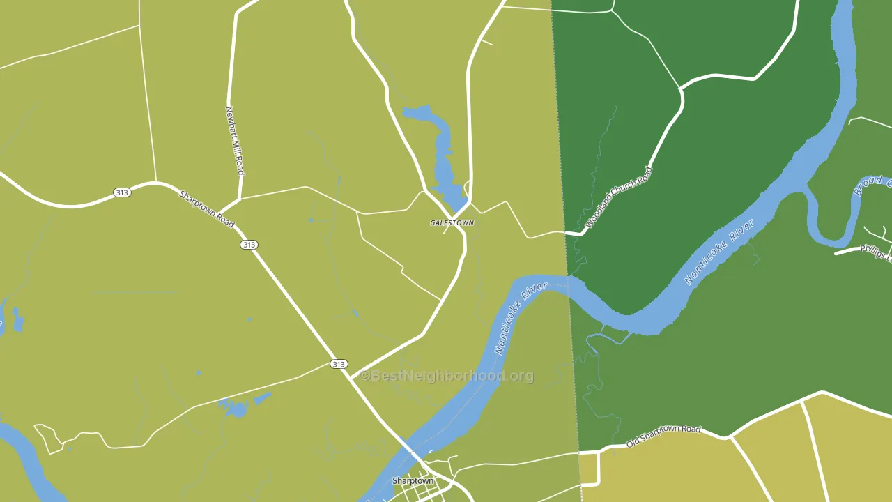 Galestown, MD block-group voter-turnout map