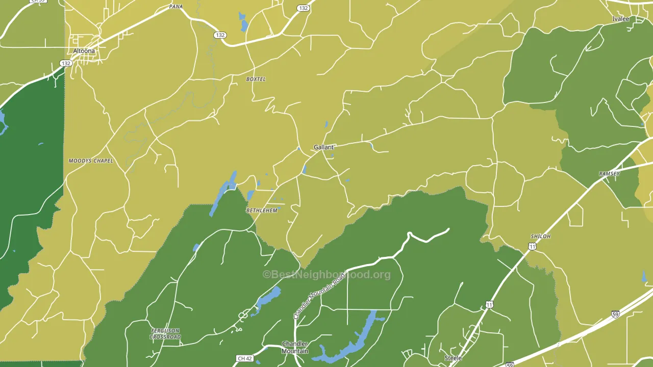 Gallant, AL block-group voter-turnout map
