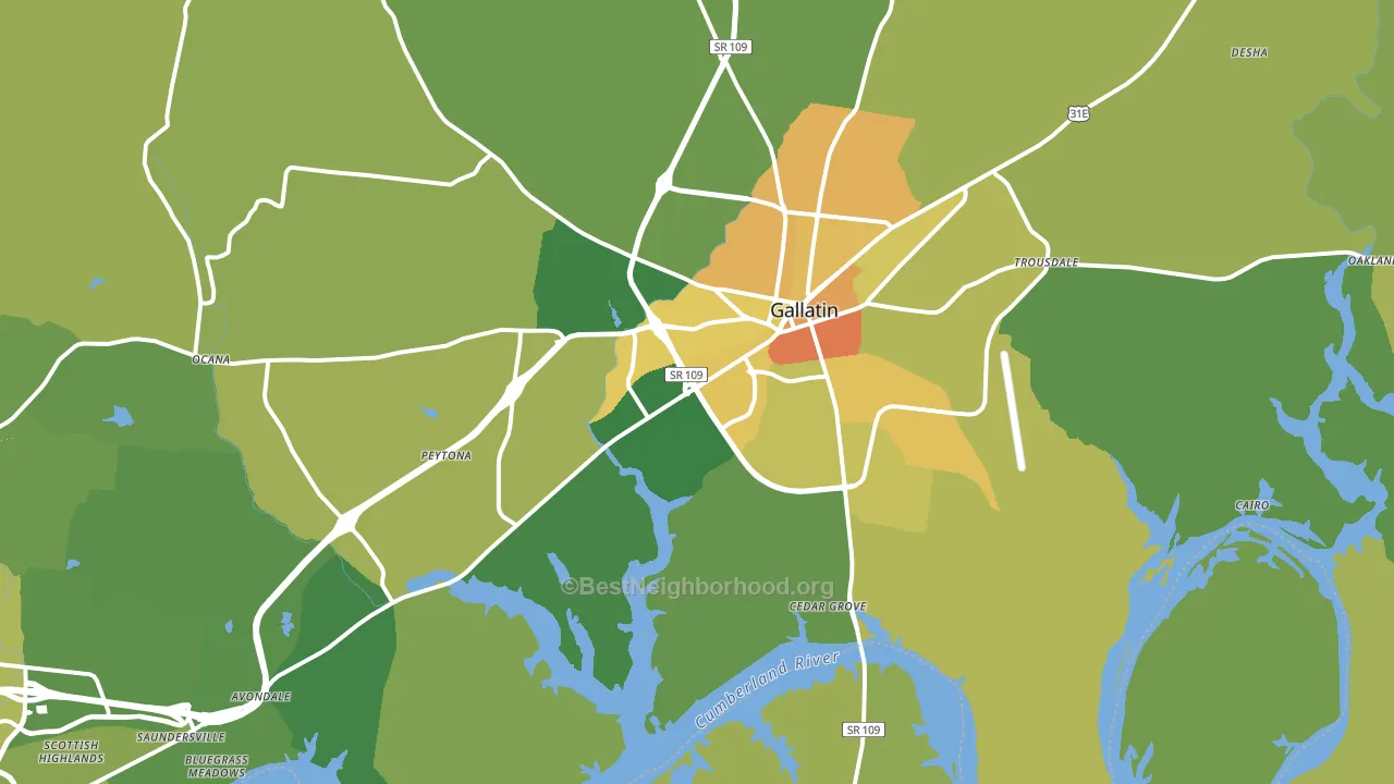 Gallatin, TN block-group voter-turnout map