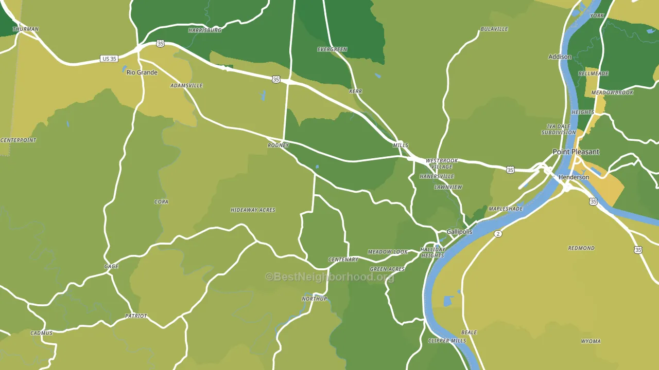 Gallia County, OH block-group voter-turnout map