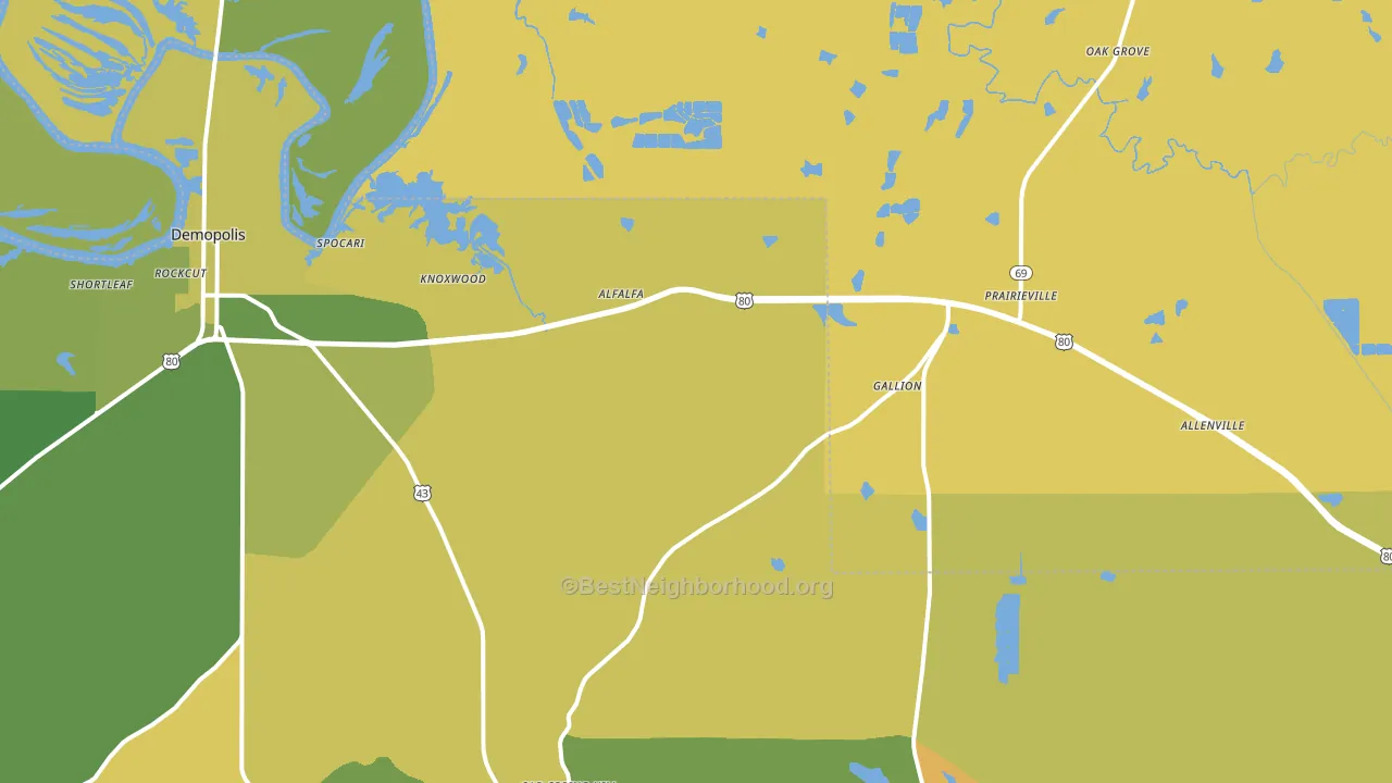 Gallion, AL block-group voter-turnout map