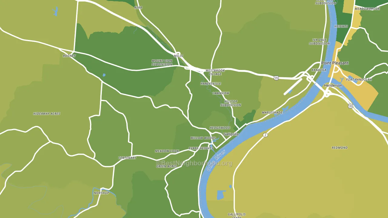 Gallipolis, OH block-group voter-turnout map