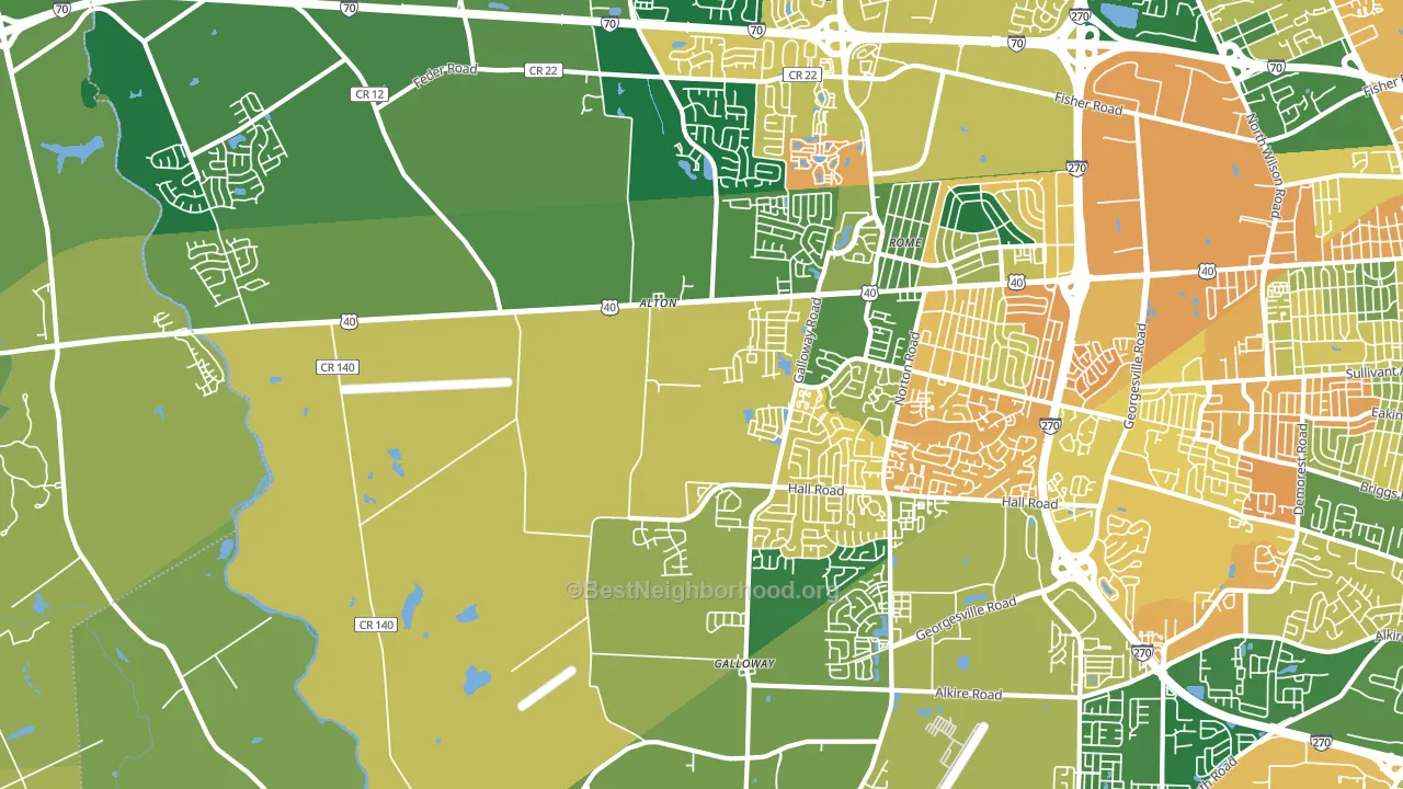 Galloway, OH block-group voter-turnout map