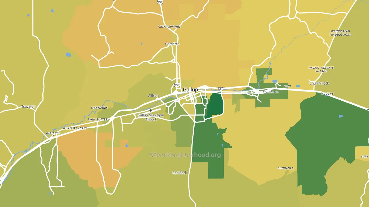 Gallup, NM block-group voter-turnout map