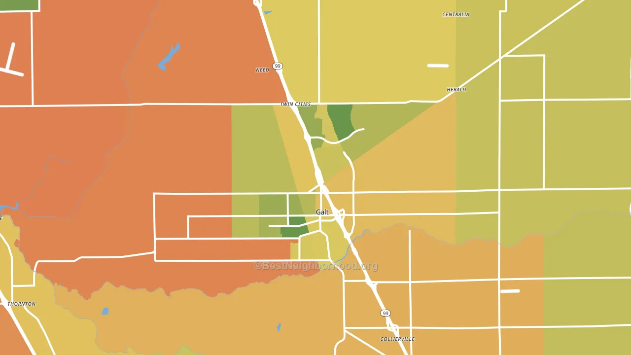 Galt, CA block-group voter-turnout map