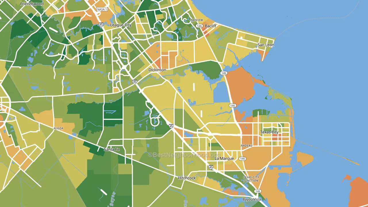 Galveston County, TX block-group voter-turnout map
