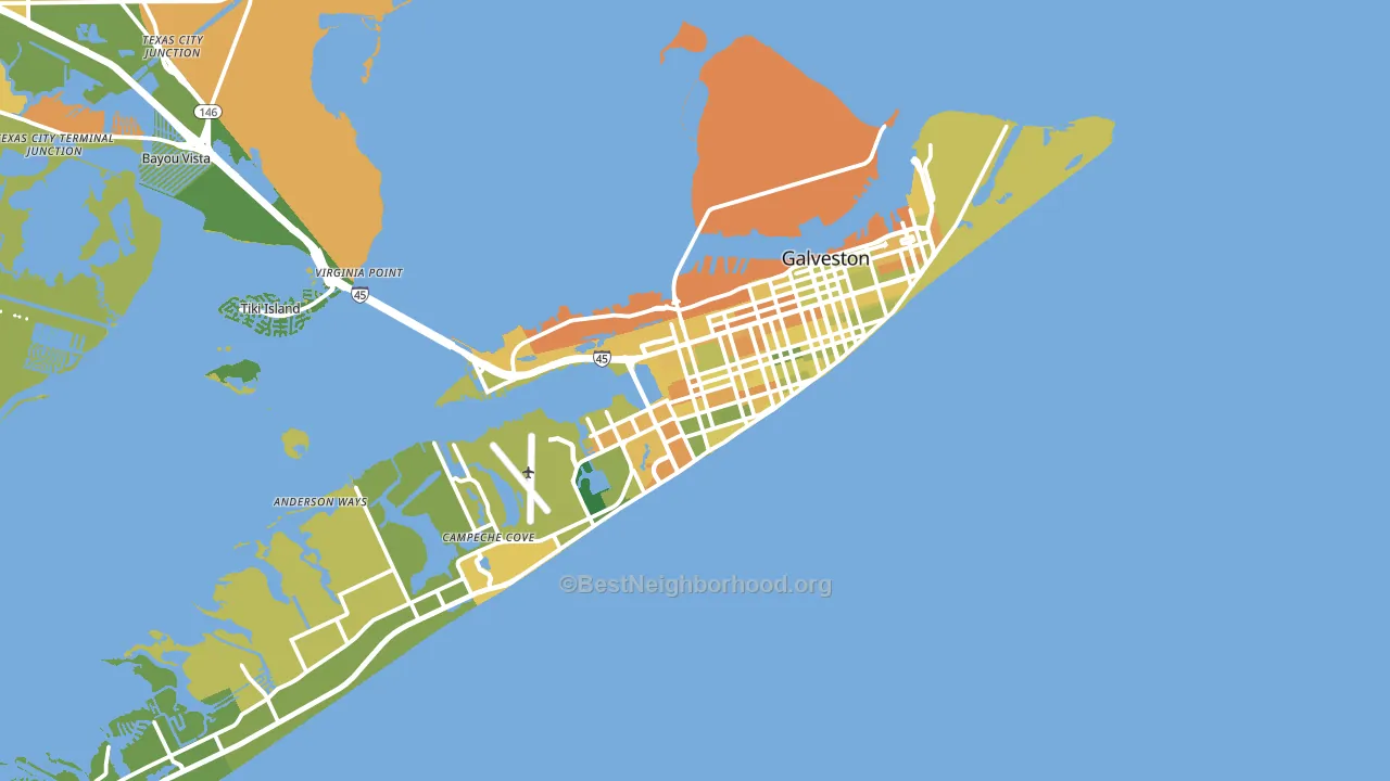 Galveston, TX block-group voter-turnout map