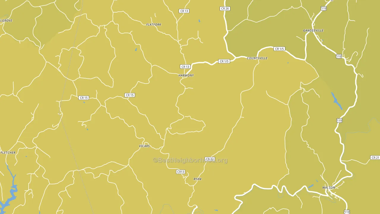 Gandeeville, WV block-group voter-turnout map