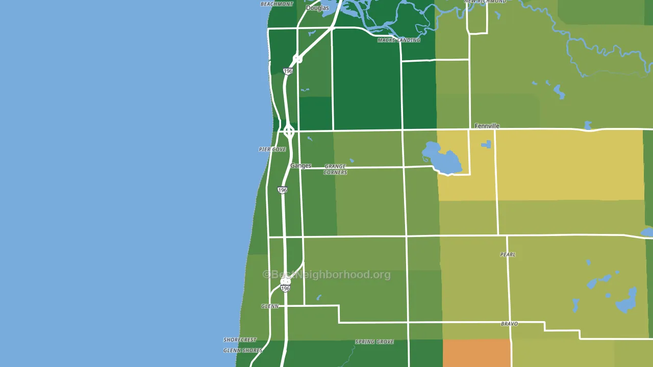 Ganges, MI block-group voter-turnout map
