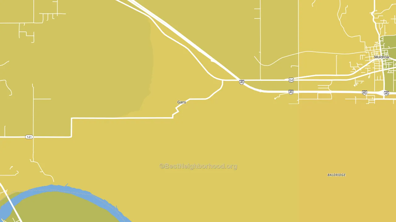 Gans, OK block-group voter-turnout map