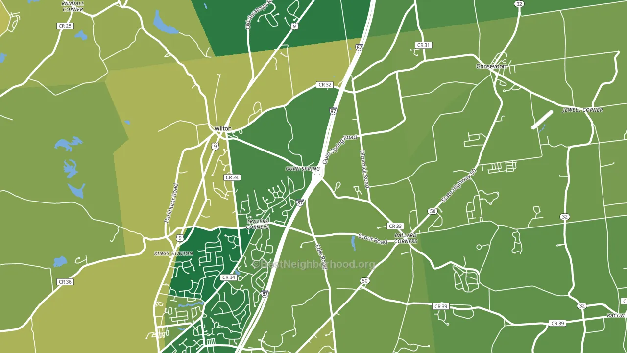 Gansevoort, NY block-group voter-turnout map