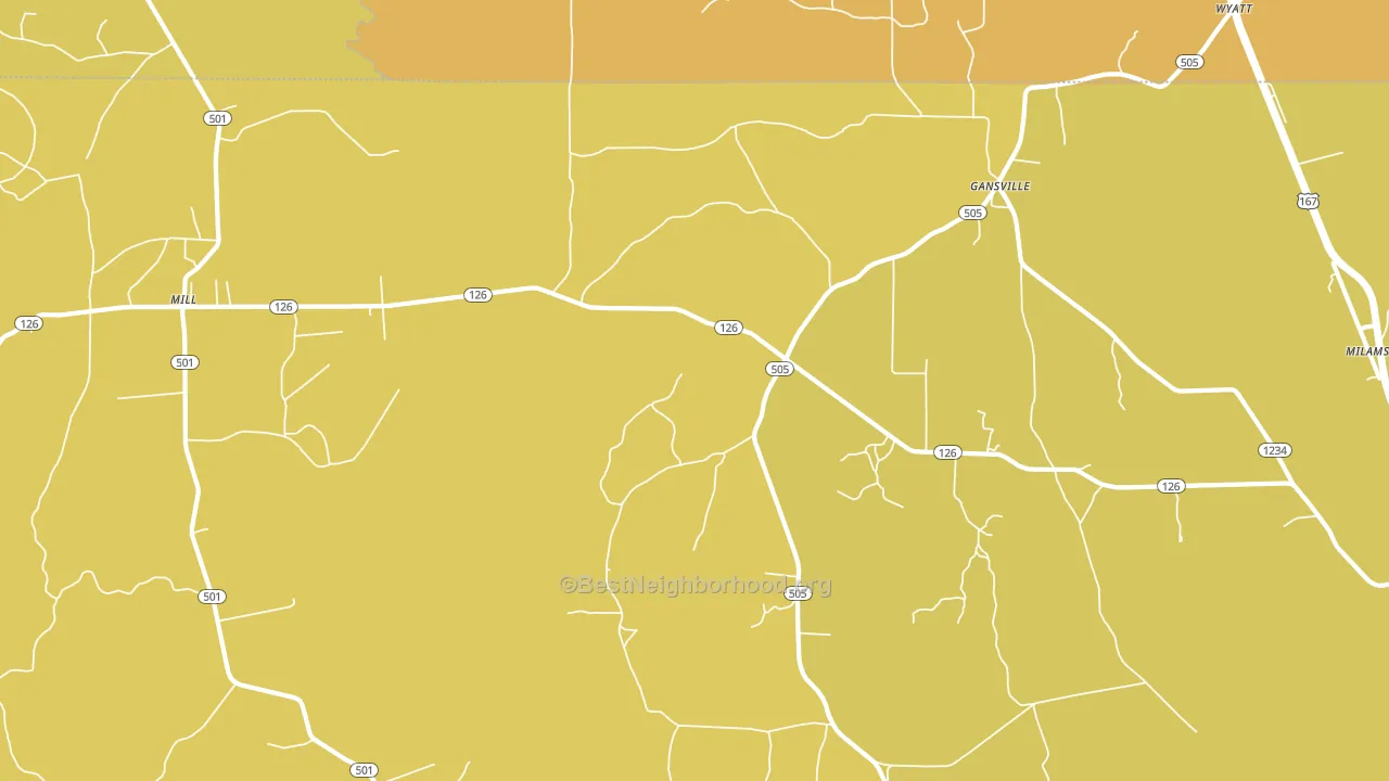 Gansville, LA block-group voter-turnout map