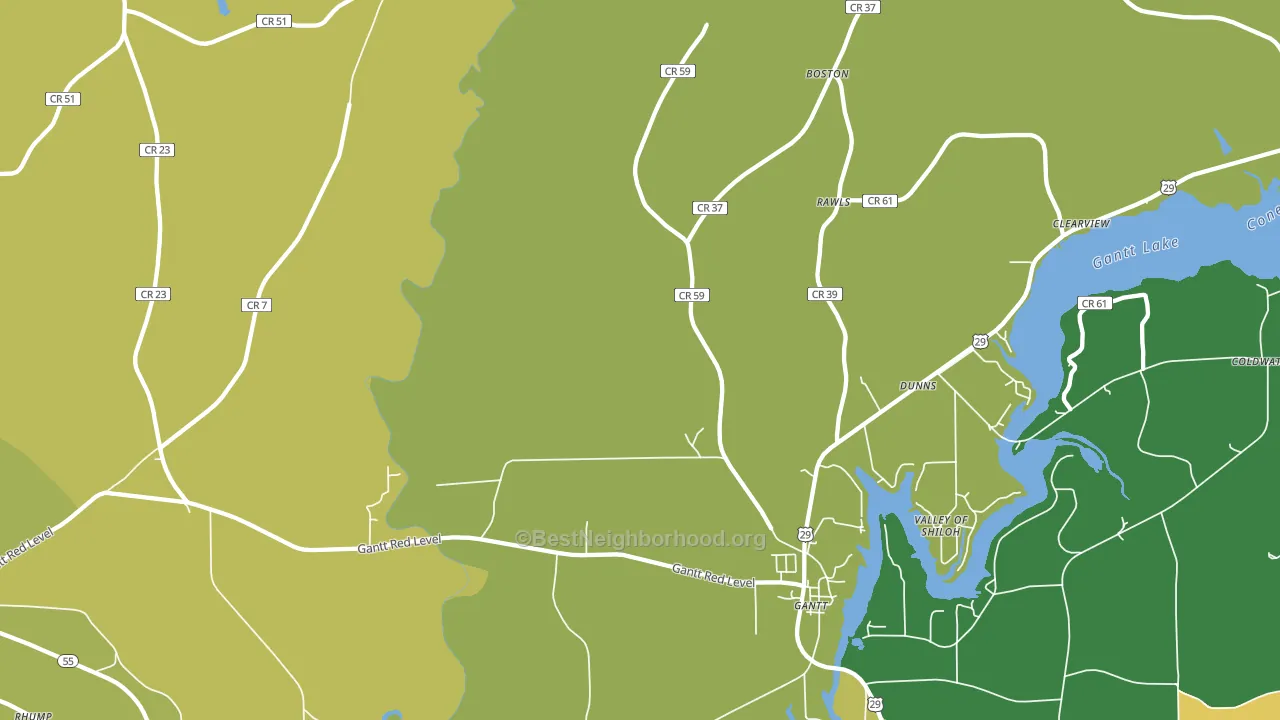 Gantt, AL block-group voter-turnout map
