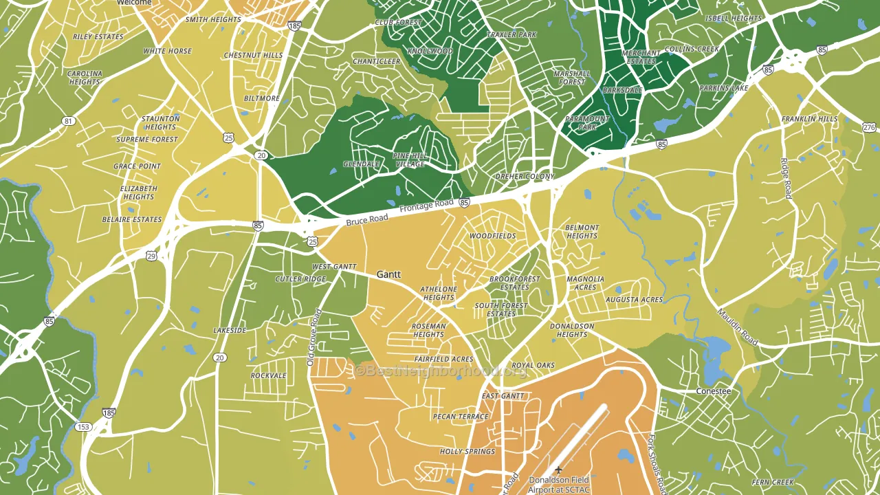 Gantt, SC block-group voter-turnout map