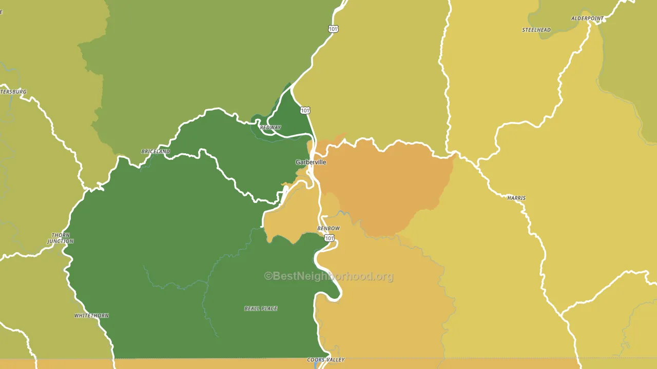 Garberville, CA block-group voter-turnout map