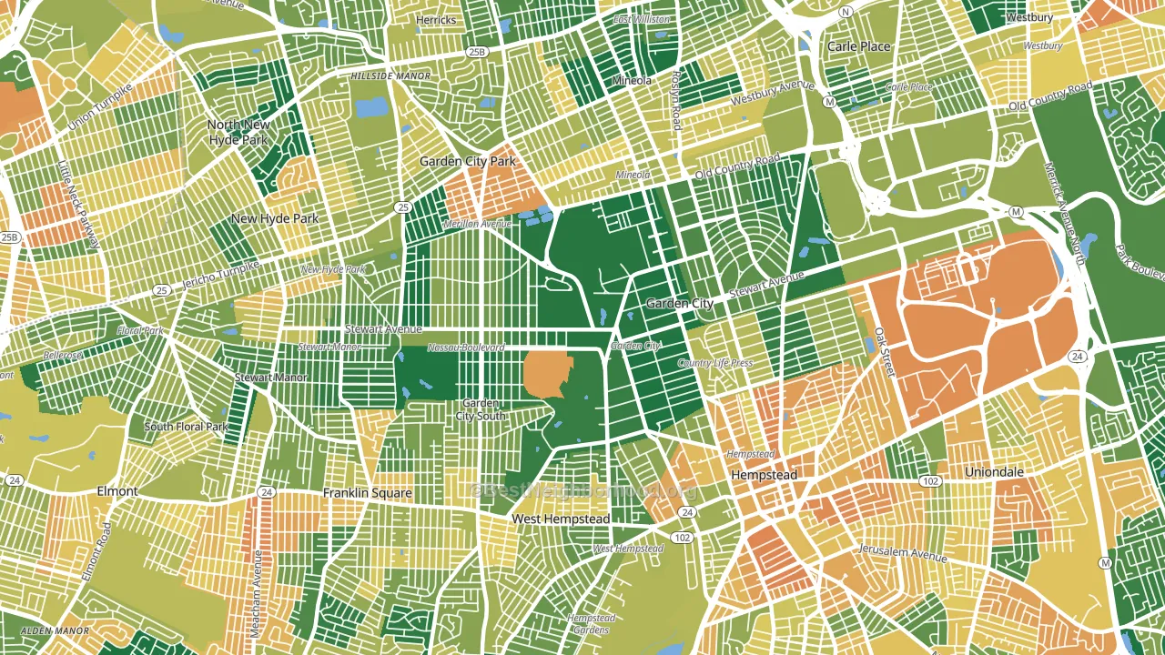 Garden City, NY block-group voter-turnout map