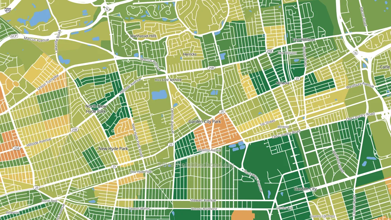 Garden City Park, NY block-group voter-turnout map