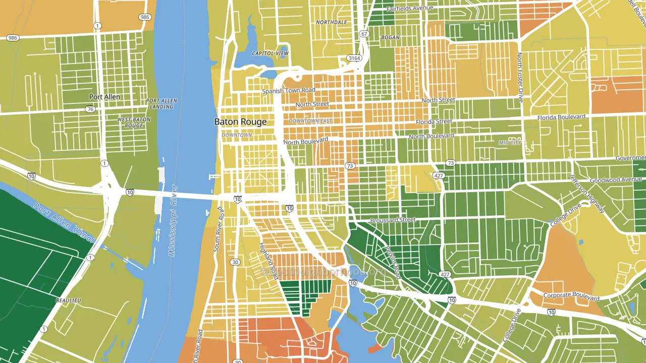 Garden District, Baton Rouge, LA block-group voter-turnout map