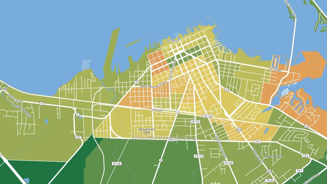 Garden District, Sandusky, OH block-group voter-turnout map