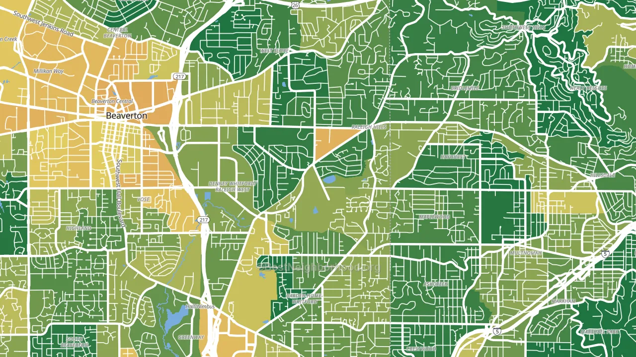 Garden Home-Raleigh Hills, Portland, OR block-group voter-turnout map