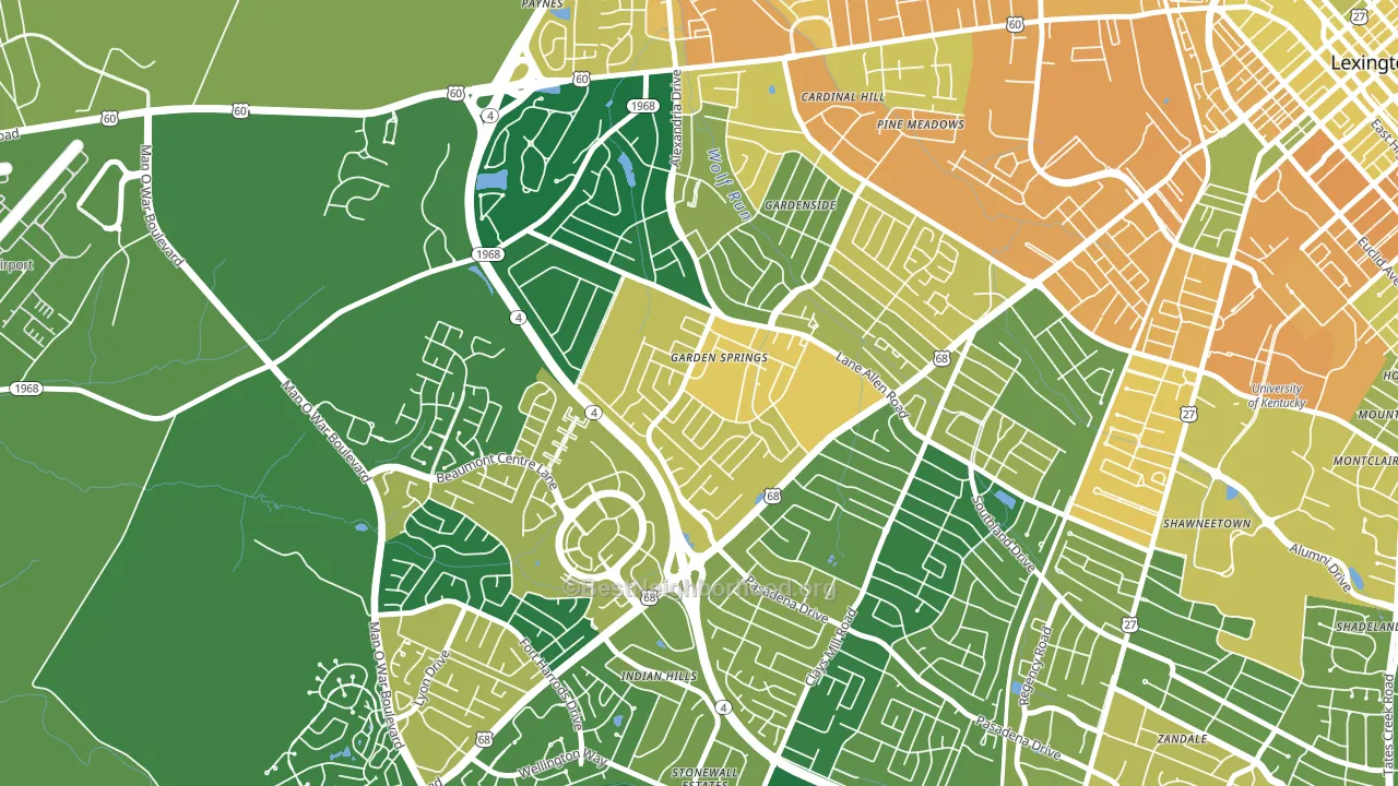 Garden Springs, Lexington, KY block-group voter-turnout map