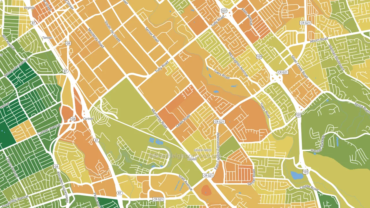 Garden-Villa Montery, San Jose, CA block-group voter-turnout map