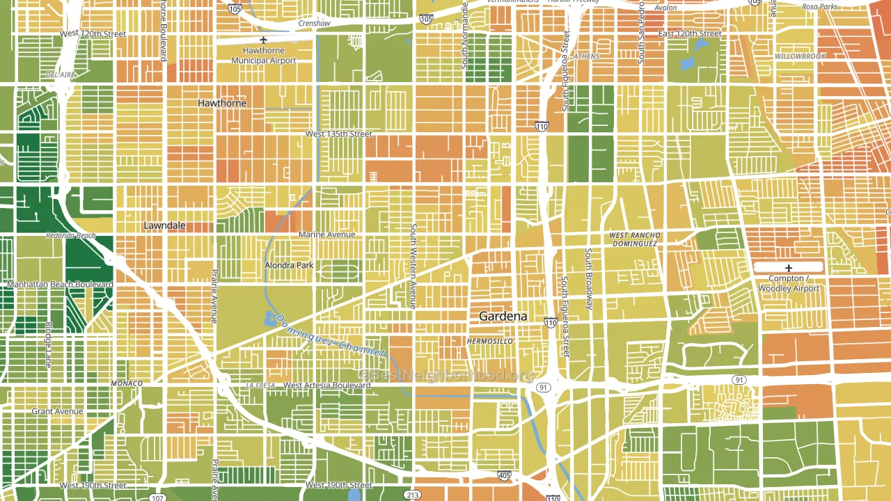 Gardena, CA block-group voter-turnout map