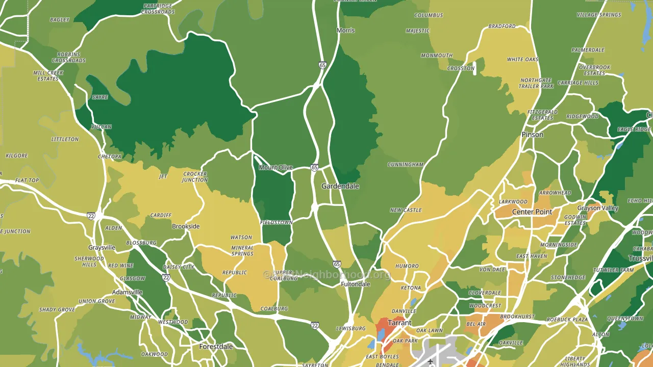 Gardendale, AL block-group voter-turnout map
