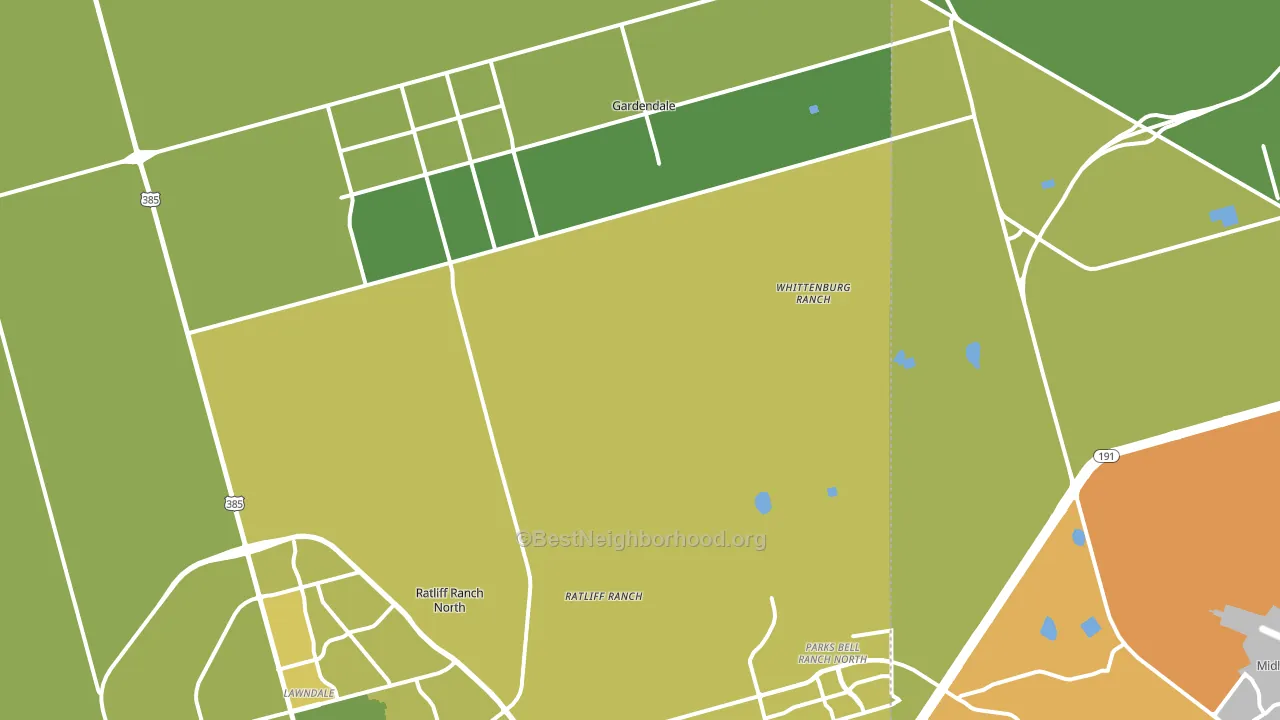 Gardendale, TX block-group voter-turnout map