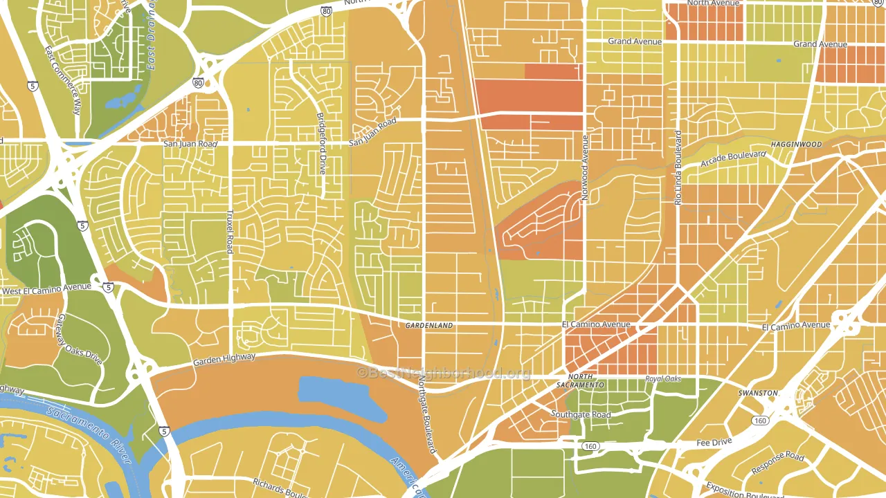 Gardenland, Sacramento, CA block-group voter-turnout map