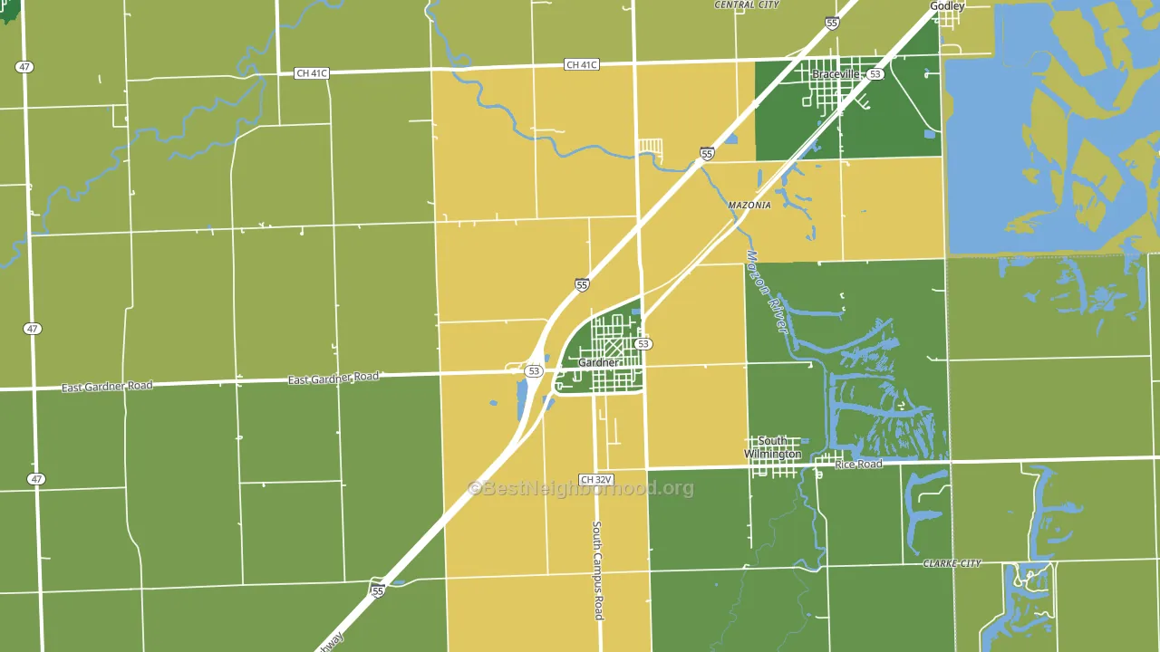 Gardner, IL block-group voter-turnout map
