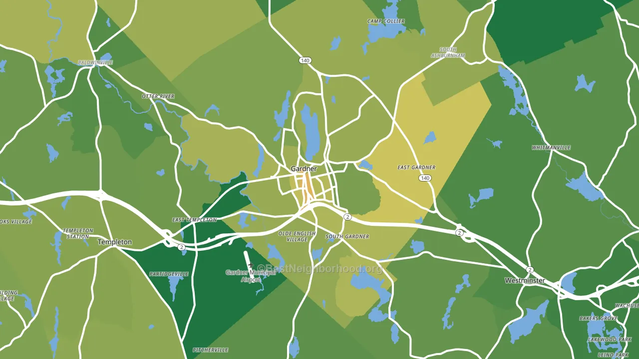Gardner, MA block-group voter-turnout map