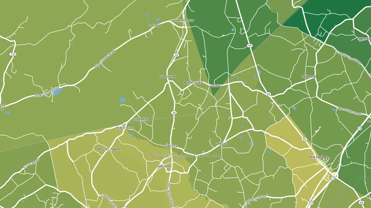 Gardners, PA block-group voter-turnout map