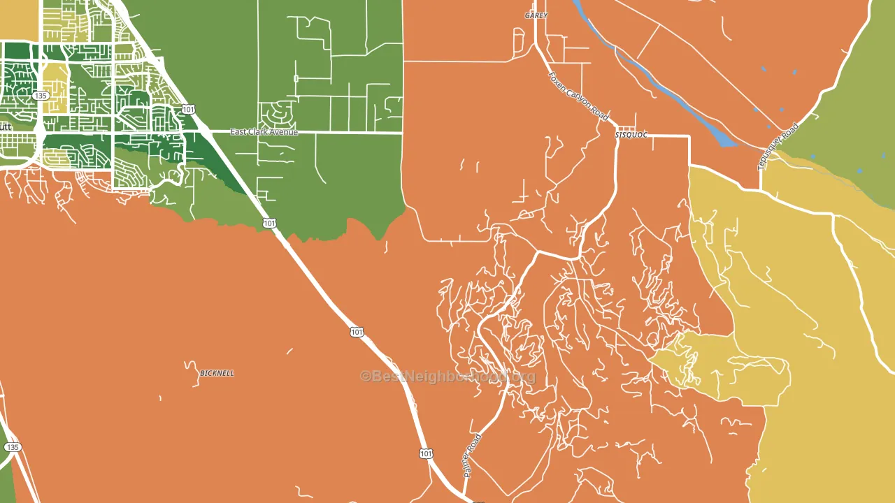 Garey, CA block-group voter-turnout map