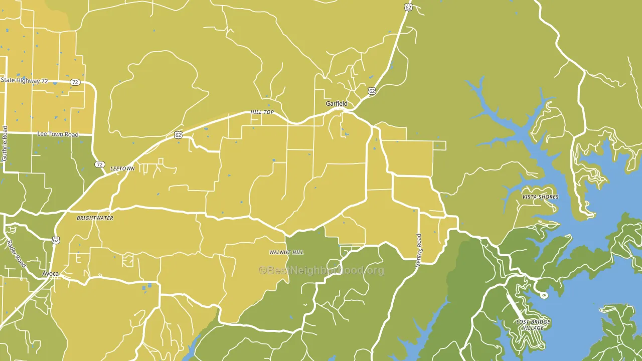 Garfield, AR block-group voter-turnout map
