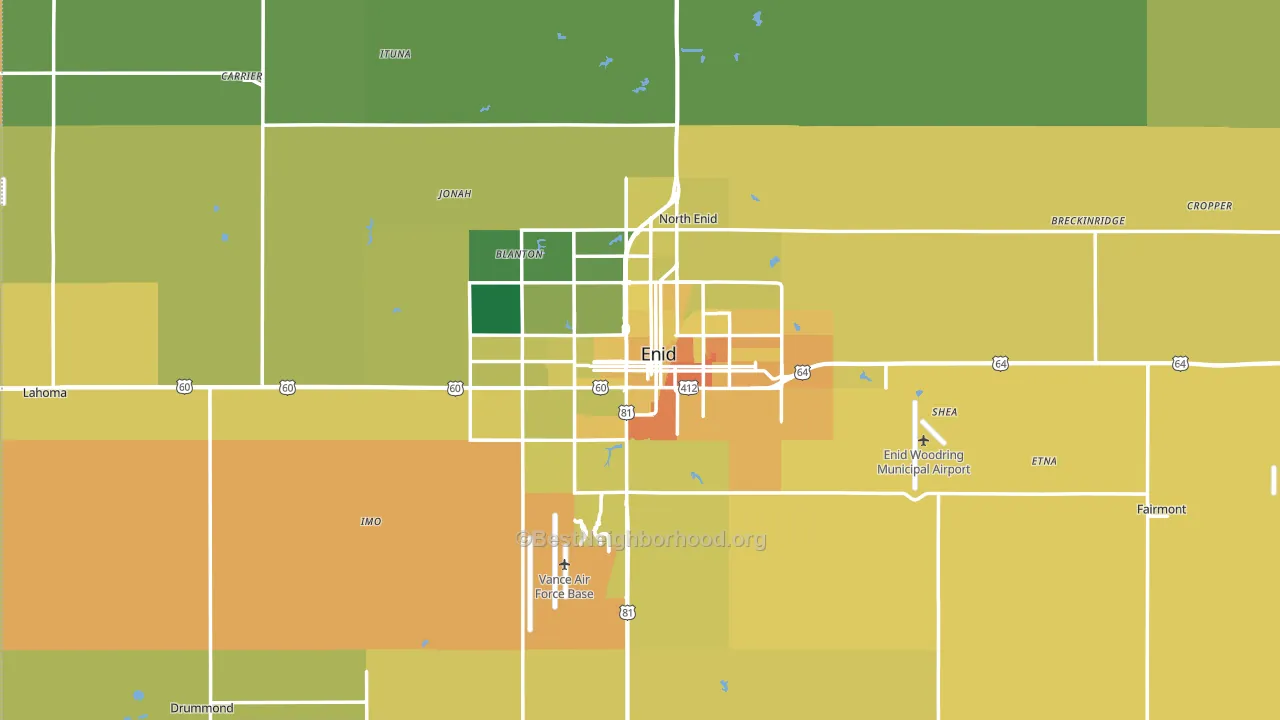 Garfield County, OK block-group voter-turnout map