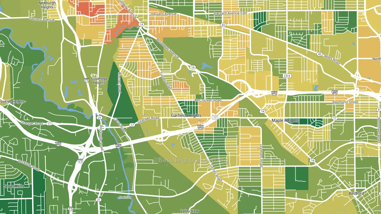 Garfield Heights, OH block-group voter-turnout map