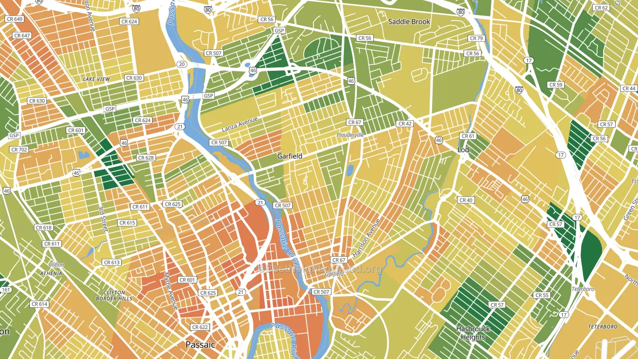 Garfield, NJ block-group voter-turnout map