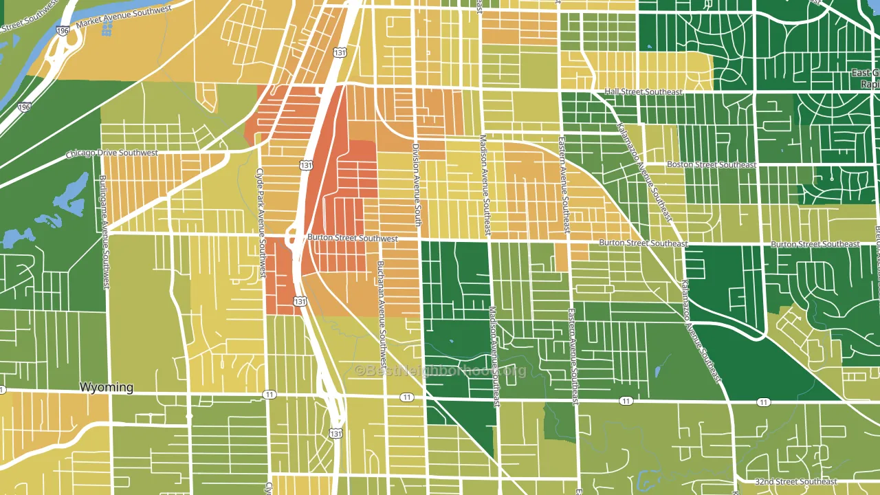 Garfield Park, Grand Rapids, MI block-group voter-turnout map
