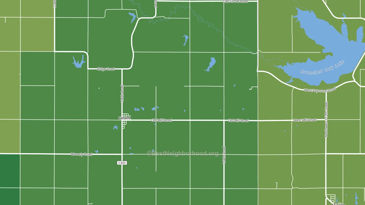 Garland, NE block-group voter-turnout map