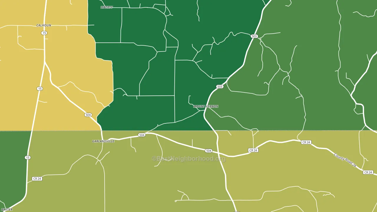 Garlandville, MS block-group voter-turnout map