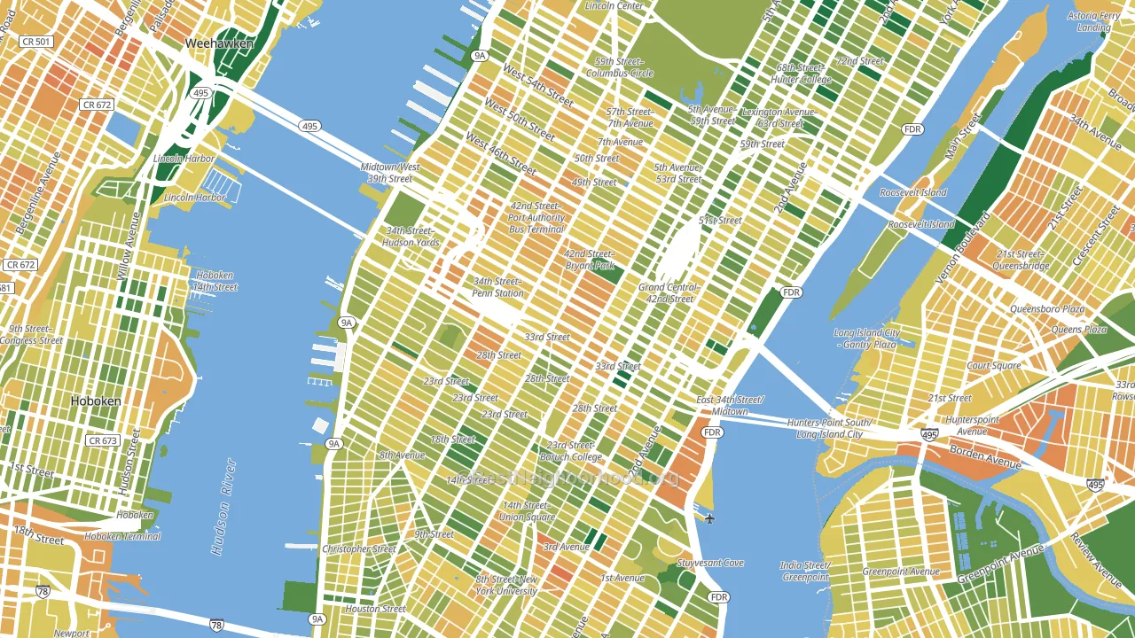 Garment District, Manhattan, NY block-group voter-turnout map