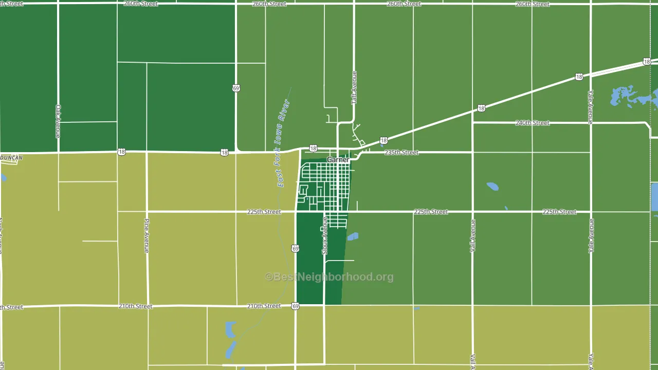 Garner, IA block-group voter-turnout map