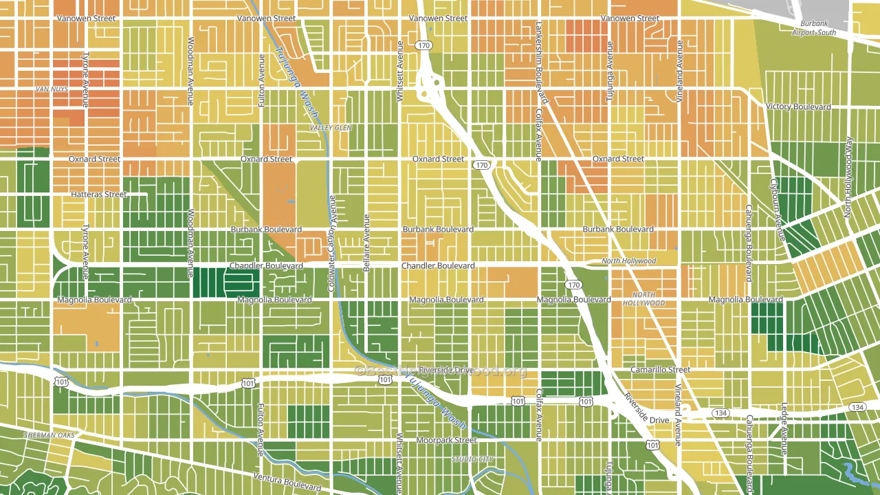 Garnsey, Valley Village, CA block-group voter-turnout map