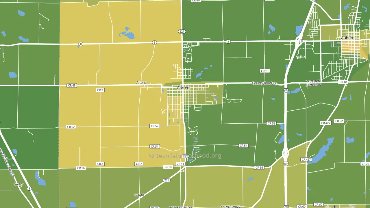 Garrett, IN block-group voter-turnout map